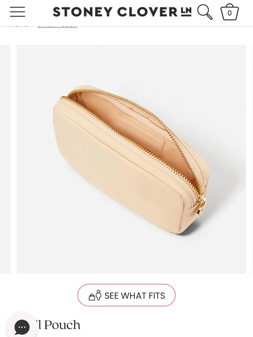 Stoney Clover Lane Creamy Beige Zip Cosmetic Pouch with Gold Hardware